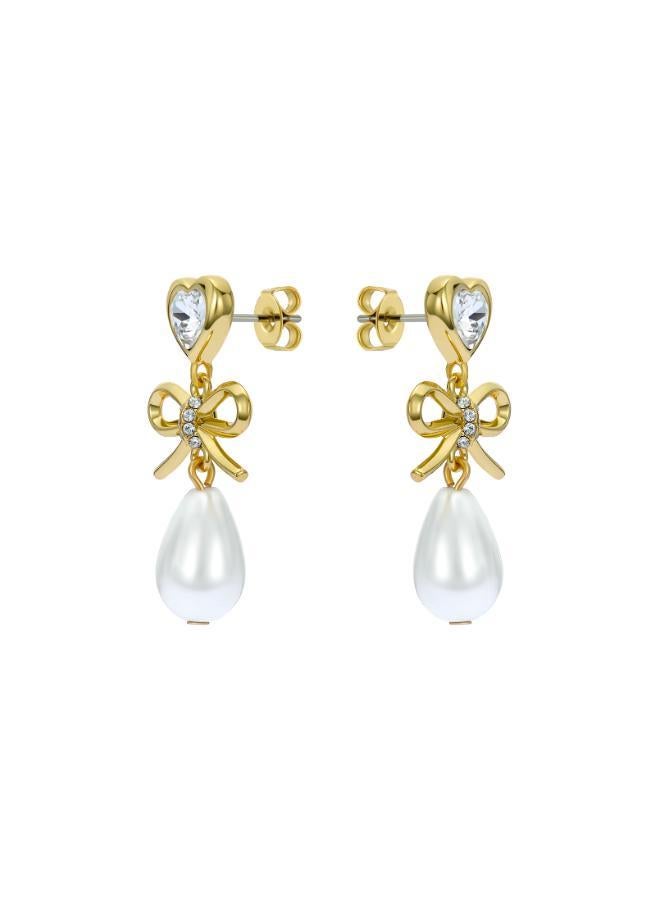 Ted Baker IVY: Icon Charm Heart Bow Pearl Drop Earrings - Image 1