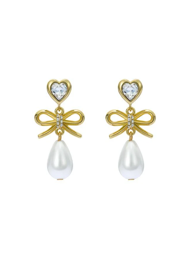 تيد بيكر IVY: Icon Charm Heart Bow Pearl Drop Earrings