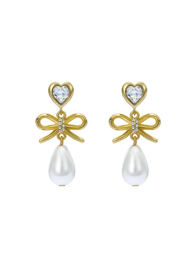 Ted Baker IVY: Icon Charm Heart Bow Pearl Drop Earrings - Image 2