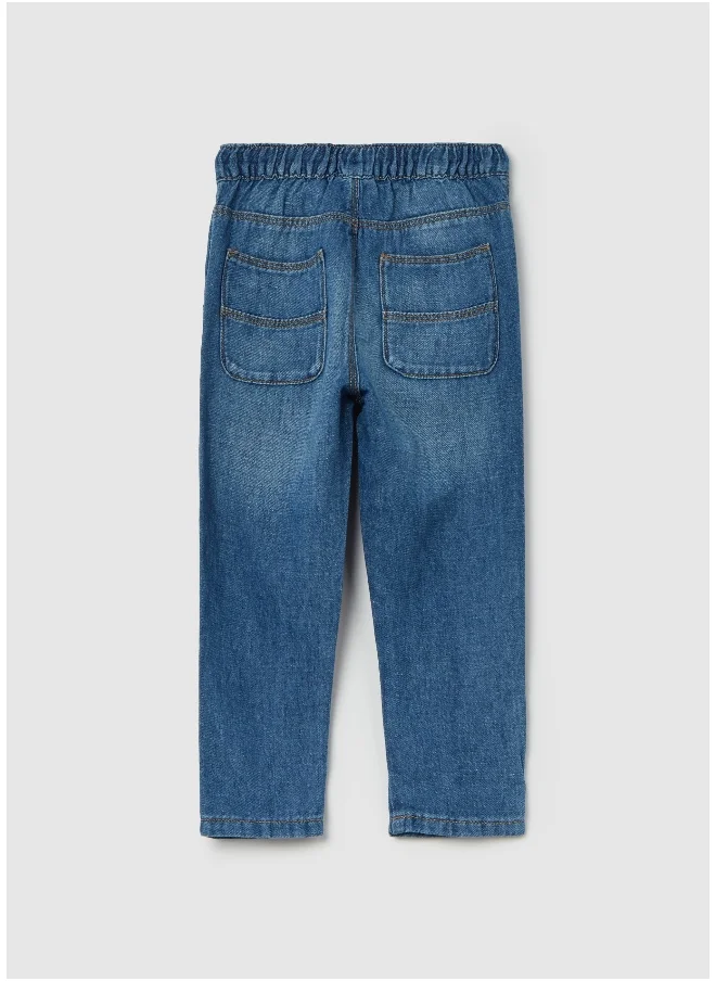 او في اس Cotton and linen jeans with drawstring
