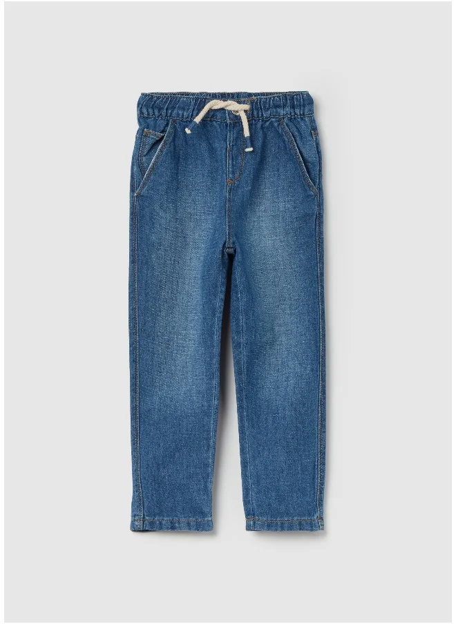 او في اس Cotton and linen jeans with drawstring