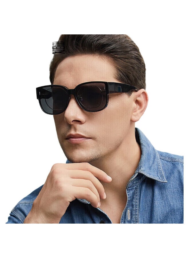 CAXMAN Myopia Sunglasses For Men And Women, Polarized Clip-On Sunglasses, Driving-Specific Cx3011 B01-Black Frame With Gray Lenses - Image 1