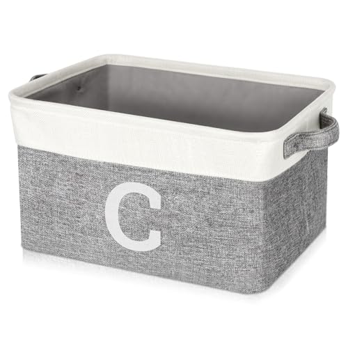 Lukeline Personalized Gifts Storage Basket Fabric Storage Bins for Shelves Monogrammed Gifts Storage Baskets for Organizing Decorative Storage Baskets for Pantry Closet Office Living Room Letter C - Image 1
