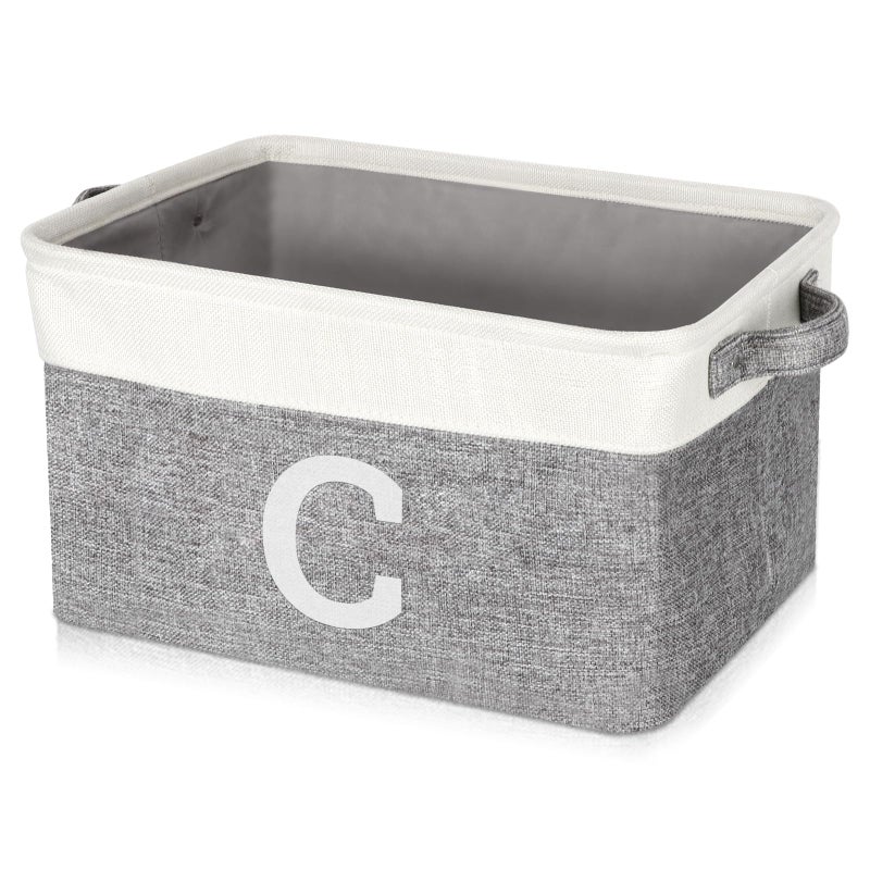 Lukeline Personalized Gifts Storage Basket Fabric Storage Bins for Shelves Monogrammed Gifts Storage Baskets for Organizing Decorative Storage Baskets for Pantry Closet Office Living Room Letter C - Image 2