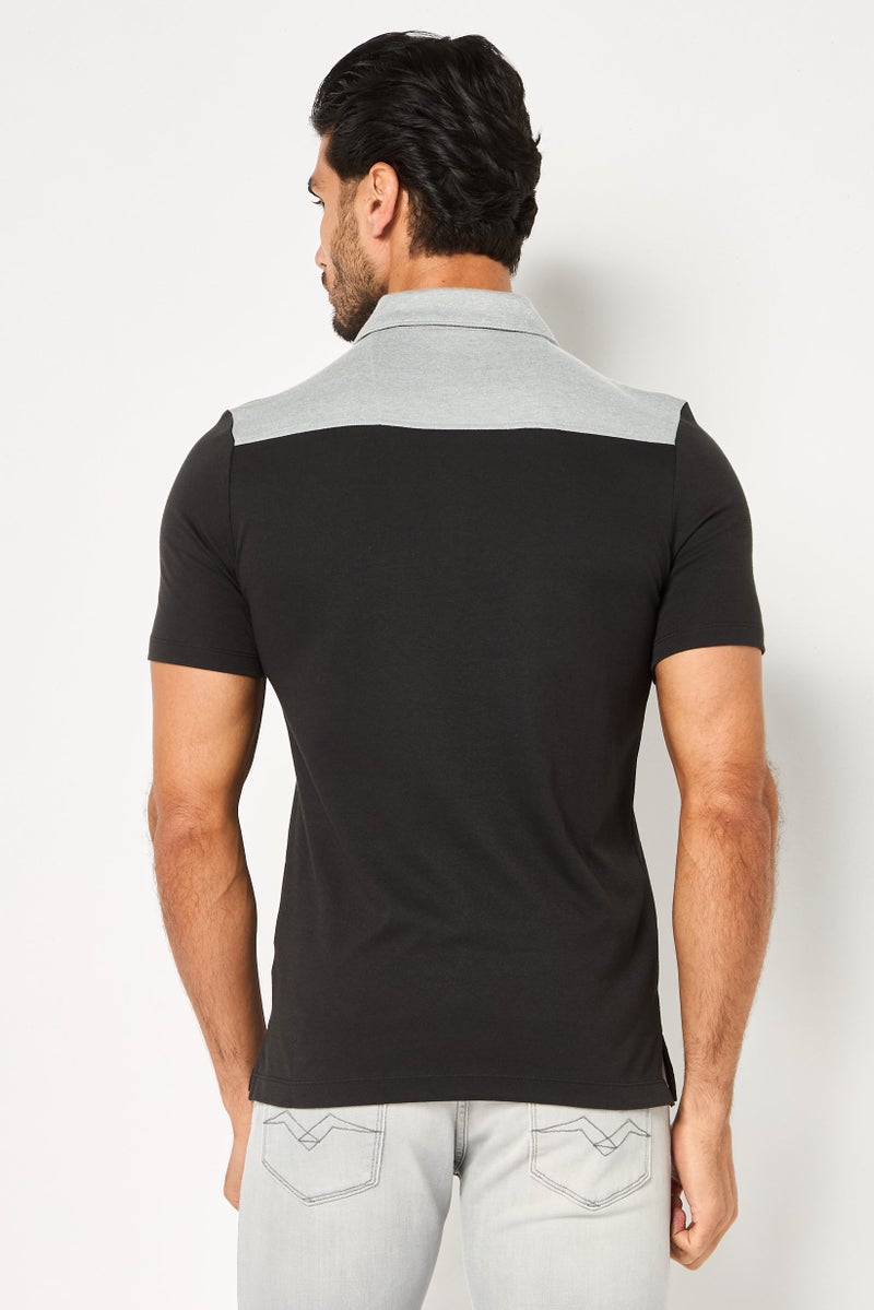 DKNY Men Regular Fit Brand Logo Short Sleeve Polo Shirt, Multicolor - Image 3