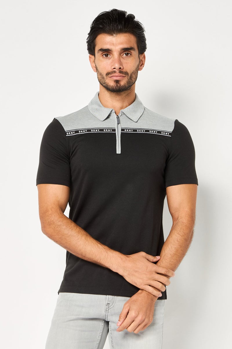 DKNY Men Regular Fit Brand Logo Short Sleeve Polo Shirt, Multicolor - Image 1