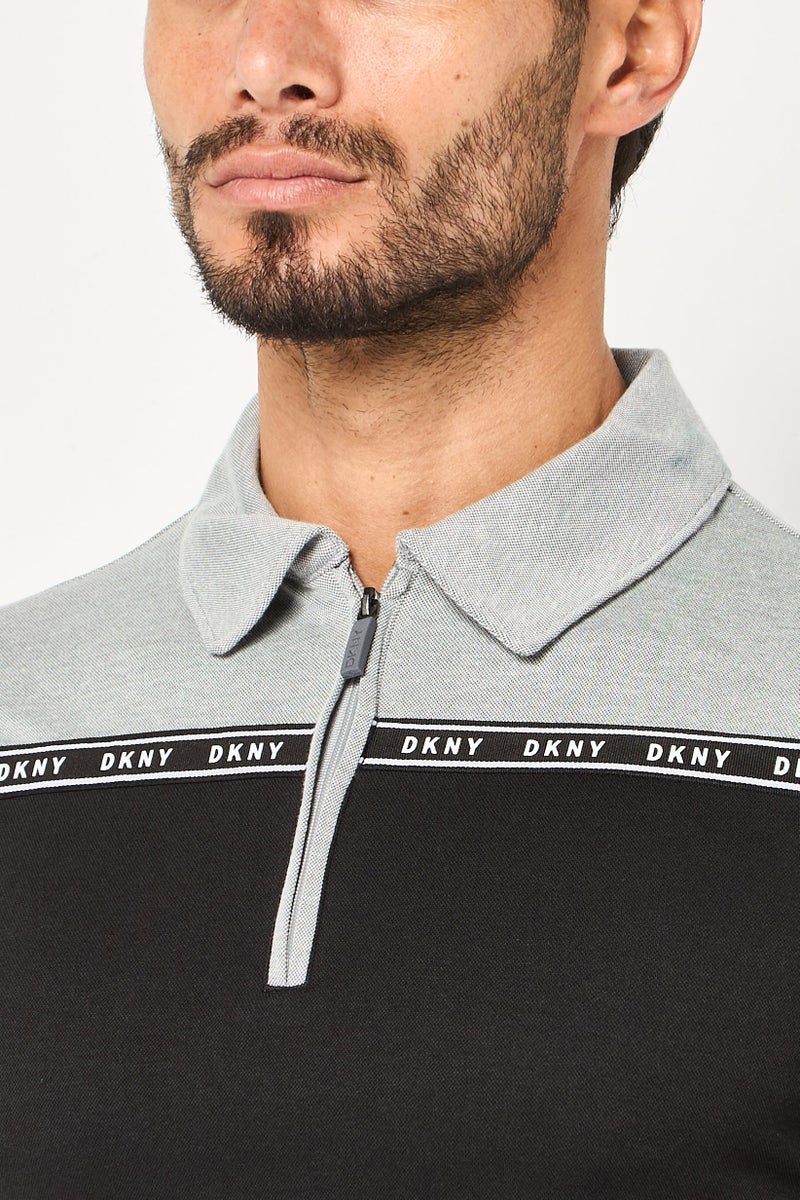 DKNY Men Regular Fit Brand Logo Short Sleeve Polo Shirt, Multicolor - Image 4