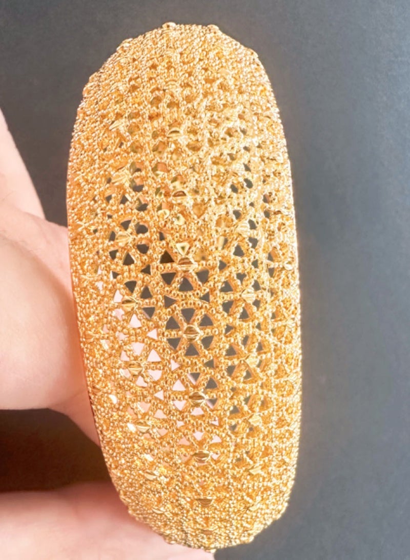 24K Gold Plated Bangle for Women, Wedding Bracelet, Bridal Jewelry, 1 Piece - Image 2