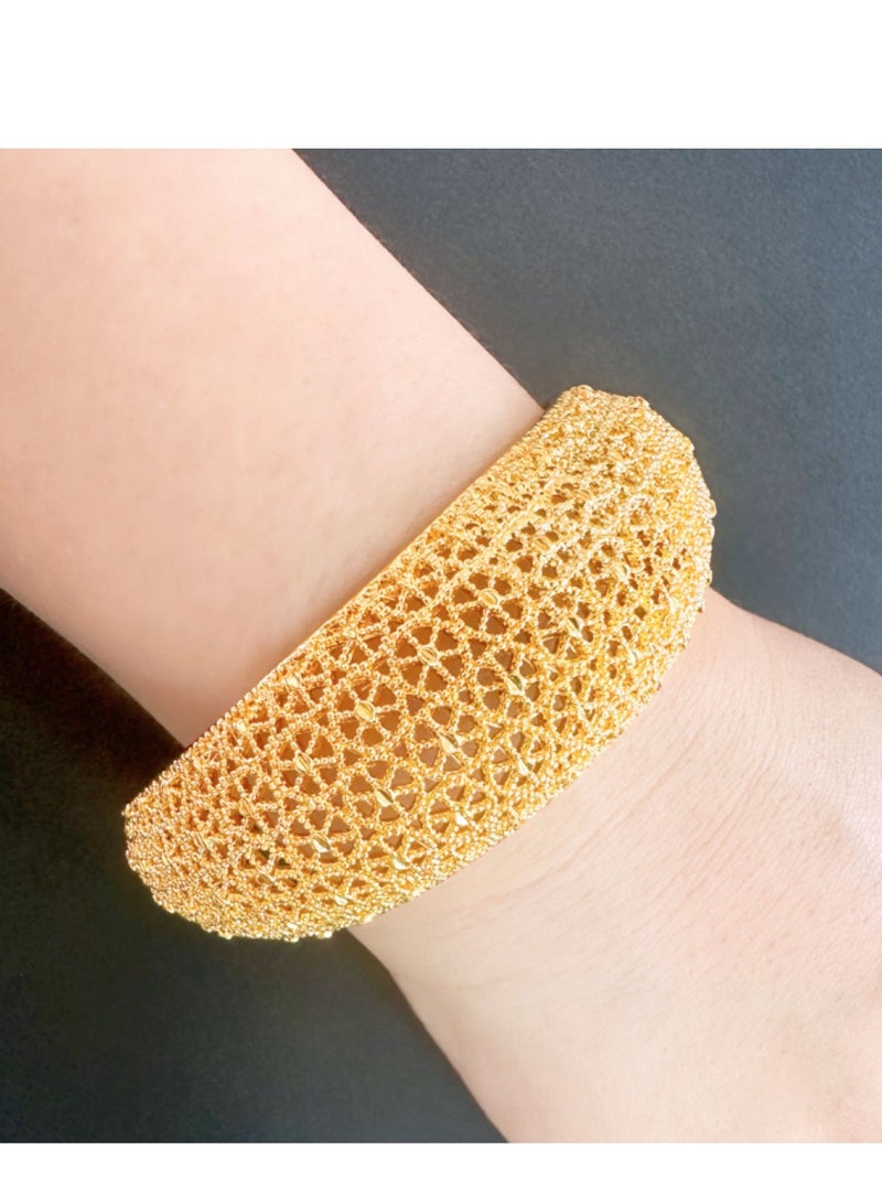 24K Gold Plated Bangle for Women, Wedding Bracelet, Bridal Jewelry, 1 Piece - Image 5