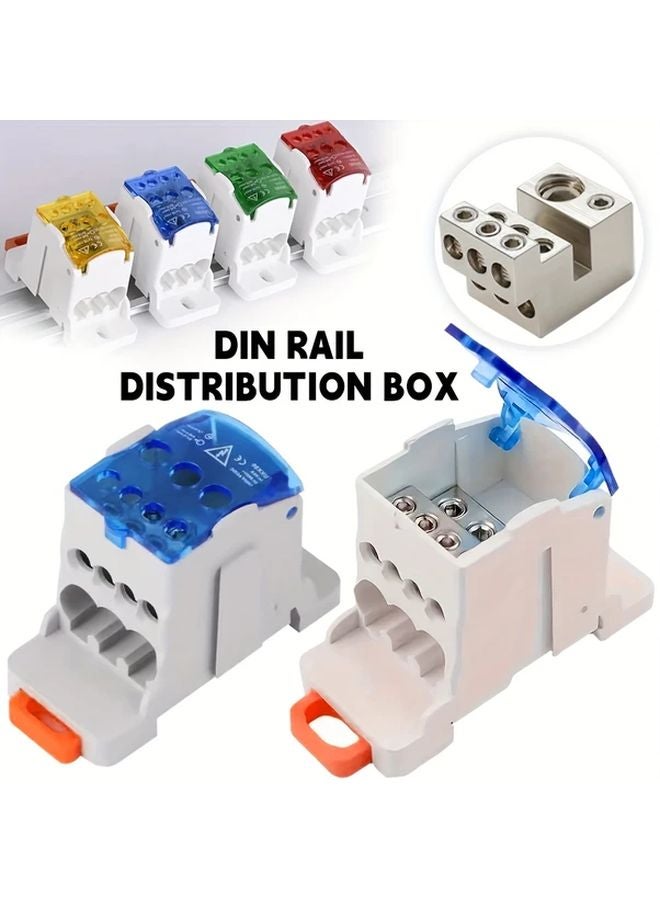 Red DIN Rail Distribution Box 80A 1 In N Out Copper Terminals Snap On Installation - Image 2