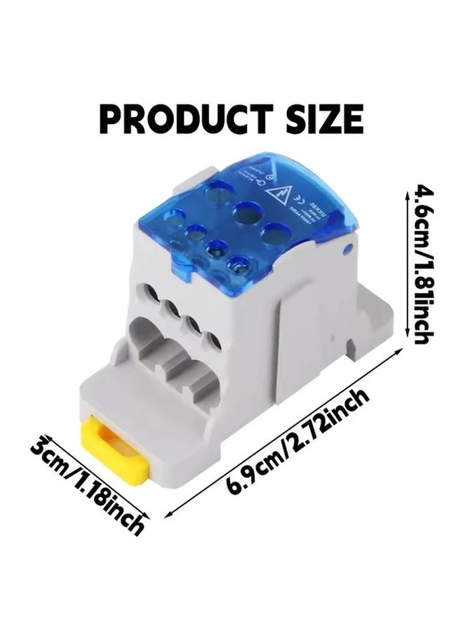 Red DIN Rail Distribution Box 80A 1 In N Out Copper Terminals Snap On Installation - Image 3
