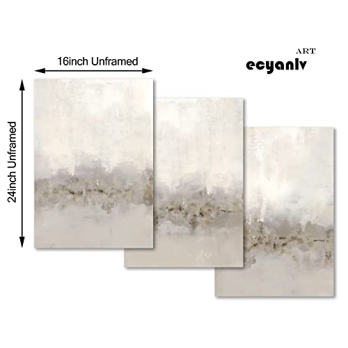 Ecyanlv Beige and Grey Abstract Wall Art Minimalist Abstract Art Painting Neutral Prints for Bedroom Decor Gray and Beige Watercolor Pictures for Living Room Decor 16x24inchX3 No Frame - Image 4