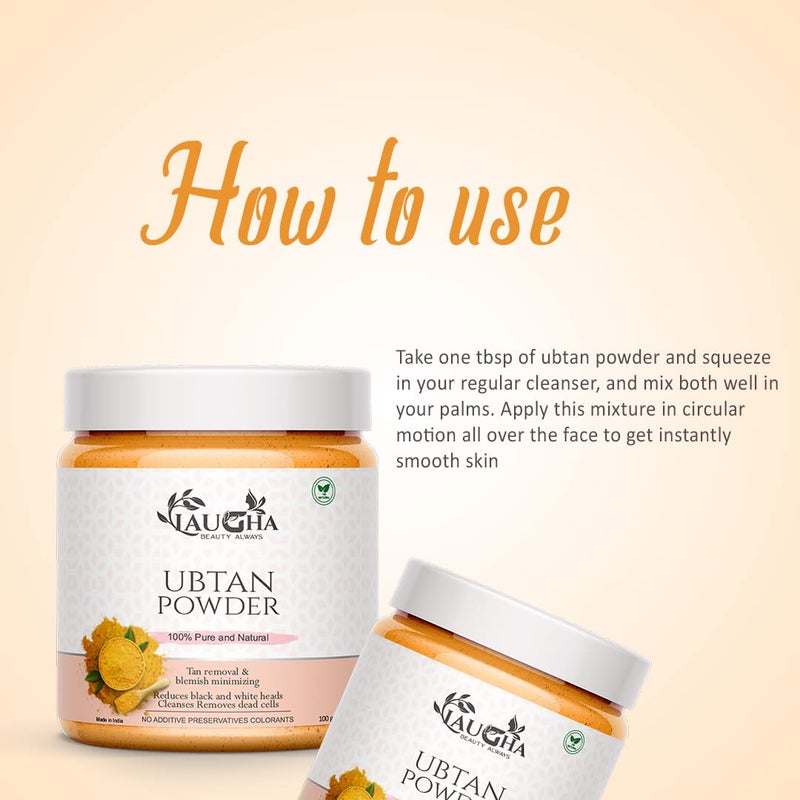 Laugha Laugha Pure Organic Haldi Ubtan Powder Face Pack Dulhan Special for Face Body Fairness Lightening Tanning Glowing Skin Remove Dead Skin Turmeric Moisturizer 100 Gram Pack of 2 200 gm  - Image 4