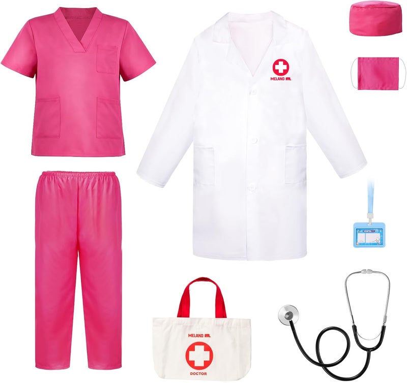 Meland Doctor Costume for Kids 3-10, Kids Pretend Play Doctor Dress Up with Medical Toys, Career Exploration Role Play Toy - Image 1