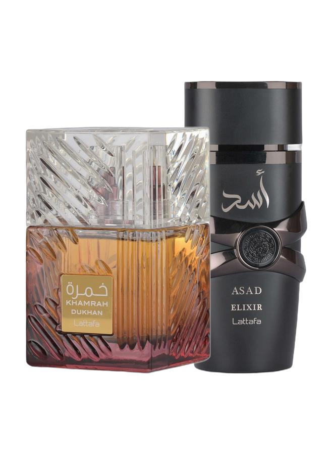 Lattafa Khamrah Dukhan 100 ml & Lattafa Asad Elixir EDP 100 ml Bundle - Image 1