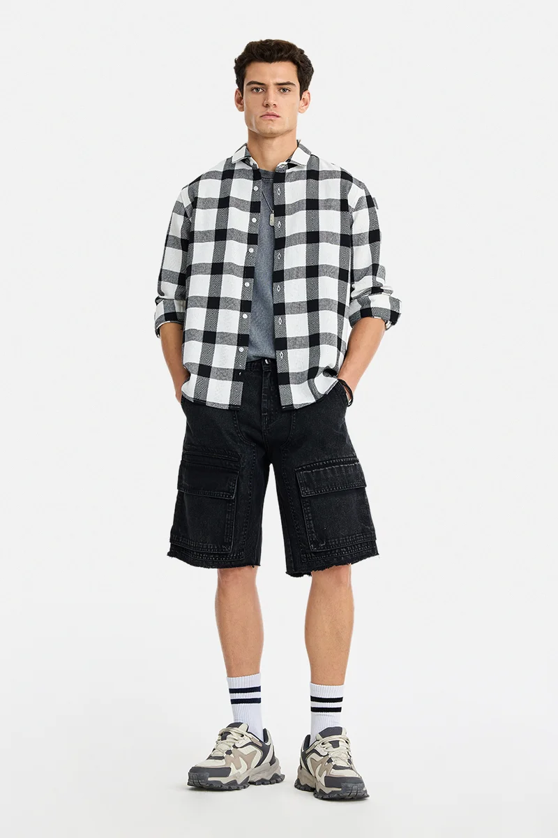 سنيتش Off-White Checkered Long Sleeve Regular Fit Casual Shirt