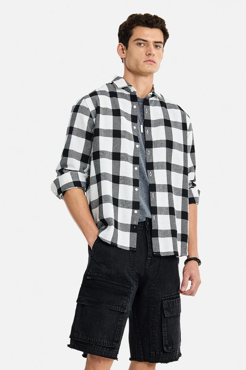 سنيتش Off-White Checkered Long Sleeve Regular Fit Casual Shirt