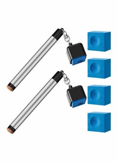 SYOSI 2 Pcs Pool Chalk Holder for Billiards 2 in 1 Cue Chalk Holder Portable Cue Tip Billiard Cue Tip Tool with 4 Pcs Pool Chalk Cubes Pool Table Accessories for Sport Game Tournament Home Hobby  - Image 1