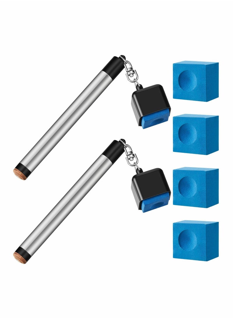 SYOSI - 2 Pcs Pool Chalk Holder for Billiards 2 in 1 Cue Chalk Holder Portable Cue Tip Billiard Cue Tip Tool with 4 Pcs Pool Chalk Cubes Pool Table Accessories for Sport Game Tournament Home Hobby - Image 1