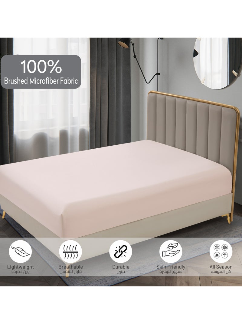 Donetella Bedding Fitted Sheet 3-Pcs King Size Solid Bed Sheet Set Fits(180x200CM) With Pillowcases And 35 CM Extra Deep Brushed Microfiber Bed Sheet,French Oak  - Image 5