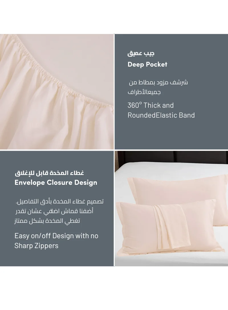 Donetella Bedding Fitted Sheet 3-Pcs King Size Solid Bed Sheet Set Fits(180x200CM) With Pillowcases And 35 CM Extra Deep Brushed Microfiber Bed Sheet,French Oak