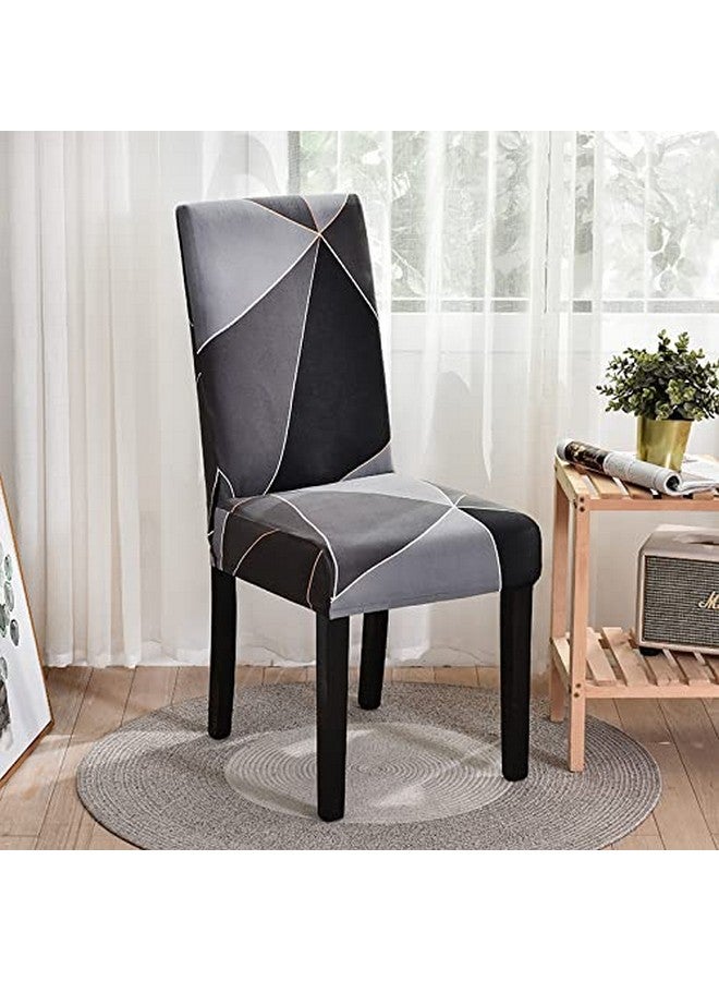 Styleys أغطية كراسي ستايلز أغطية بوليستر قابلة للغسل مرنة لأغطية كراسي الطعام 6 مقاعد (طقم من 6، مربع أسود، SLMC175) - Image 2