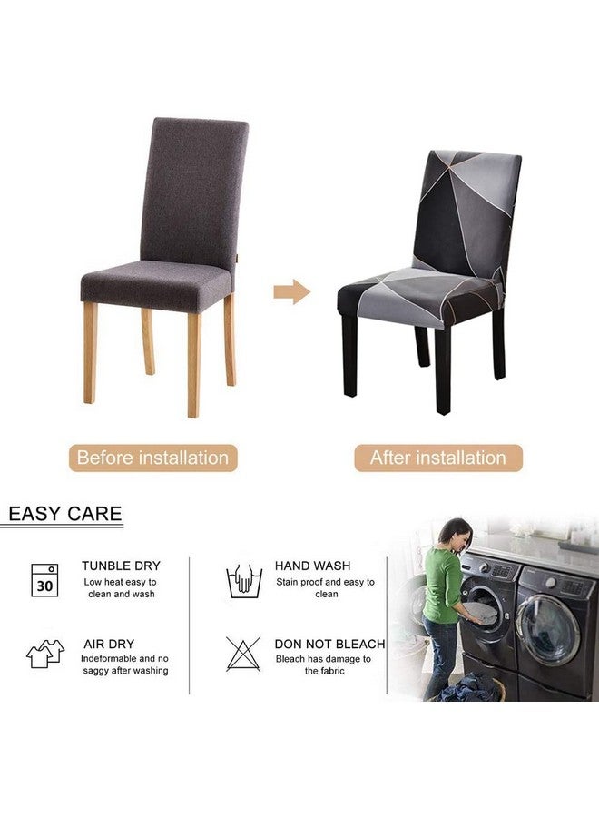 Styleys أغطية كراسي ستايلز أغطية بوليستر قابلة للغسل مرنة لأغطية كراسي الطعام 6 مقاعد (طقم من 6، مربع أسود، SLMC175) - Image 3
