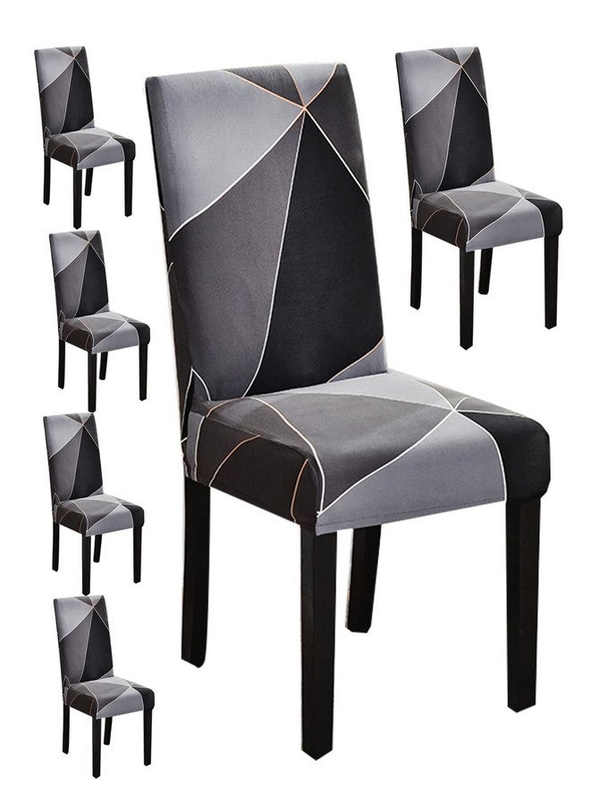 Styleys أغطية كراسي ستايلز أغطية بوليستر قابلة للغسل مرنة لأغطية كراسي الطعام 6 مقاعد (طقم من 6، مربع أسود، SLMC175) - Image 1