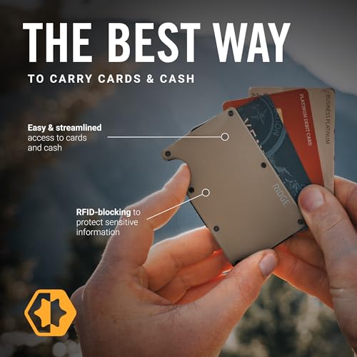 The Ridge Ridge Wallet for Men - Slim Minimalist Compact Wallet and Card Holder, RFID Protected Front Pocket Wallets for Men with Integrated Cash Strap (Mojave Tan) - Image 4