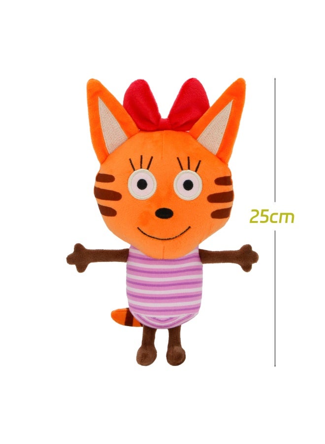 Cute 25cm Cat Plush Toy, Kawaii Animated Character Stuffed Animal , Soft Kitty Doll for Kids & Girls, Perfect Gift