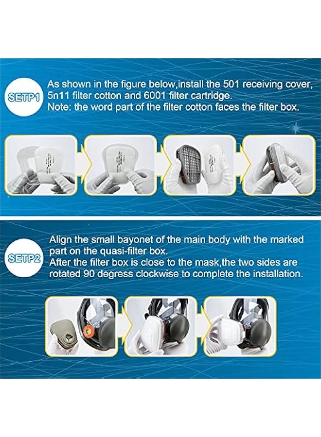 Arabest Full Face Gas Cover Reusable Respirator for Painting, Mechanical Polishing, Welding - Protection Against Dust, Staining, Sanding, Cutting - Anti-Fog, Organic Vapor Mask - Ideal for Logging - Image 4