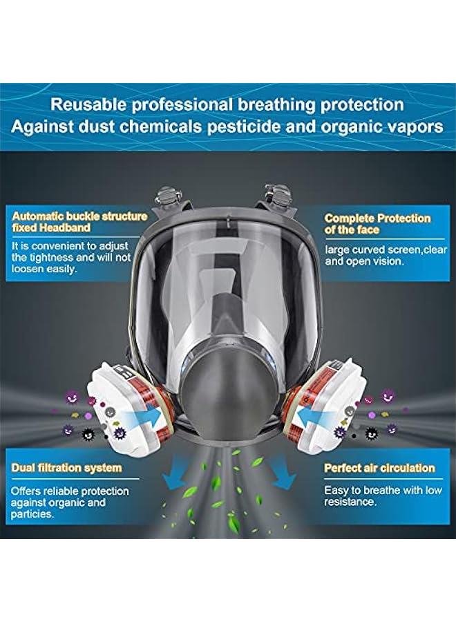 Arabest Full Face Gas Cover Reusable Respirator for Painting, Mechanical Polishing, Welding - Protection Against Dust, Staining, Sanding, Cutting - Anti-Fog, Organic Vapor Mask - Ideal for Logging - Image 3