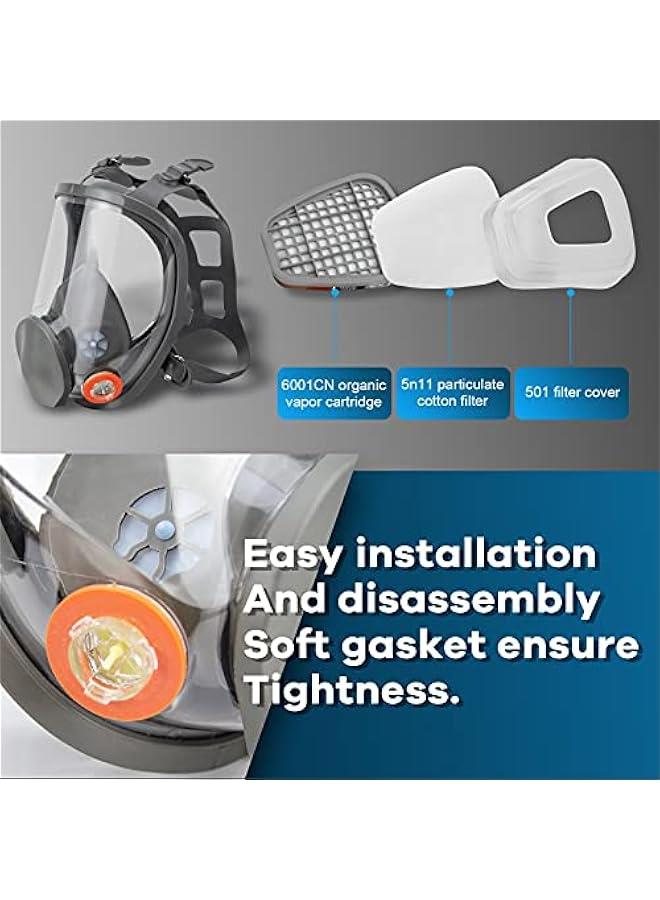 Arabest Full Face Gas Cover Reusable Respirator for Painting, Mechanical Polishing, Welding - Protection Against Dust, Staining, Sanding, Cutting - Anti-Fog, Organic Vapor Mask - Ideal for Logging - Image 2