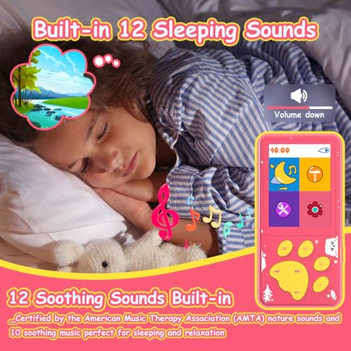 wiwoo MP3 Player for Kids,32GB Pink Kids MP3 Player with Bluetooth,Speaker, 2.4 inch Color Screen,Soothing Sound,Flashlight,Games,Voice Recorder,Music Player with Cartoon Bear Paw Button Expandable to 128GB - Image 5