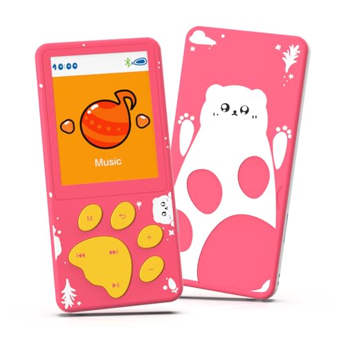 wiwoo MP3 Player for Kids,32GB Pink Kids MP3 Player with Bluetooth,Speaker, 2.4 inch Color Screen,Soothing Sound,Flashlight,Games,Voice Recorder,Music Player with Cartoon Bear Paw Button Expandable to 128GB - Image 1