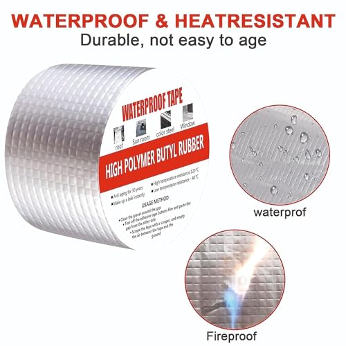 HEMIZA Super Strong Adhesive Waterproof Permanent Repair Aluminum Butyl Tape Rubber Foil Suitable for Roof Leak, surface Crack, Window Sill Gap, Boat Sealing, Home Renovation (Foil Tape 5M*2IN) - Image 5