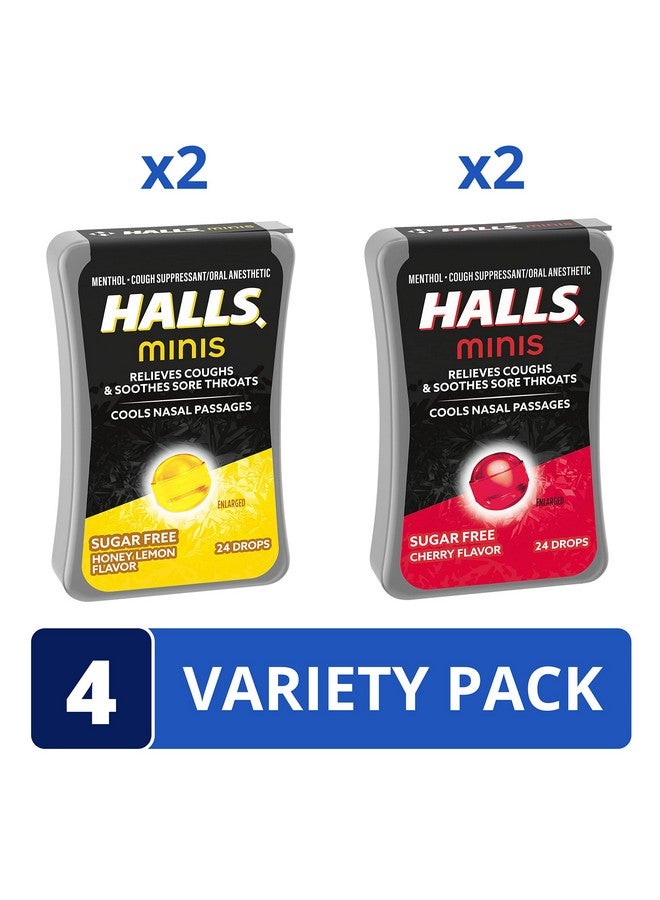 Halls HALLS Minis Cherry & Honey Lemon Sugar Free Cough Drops Variety Pack, 4 - 24 Packs (96 Total Drops)  - Image 2
