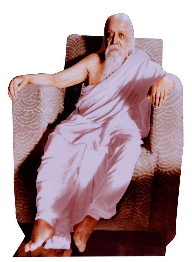 Vils Pondicherry Sri Aurobindo Holy Blessing Wood & Plastic Photo Frame Cutout with Backstand for Pooja/Gift (4.5 inch X 6 inch) - Image 1