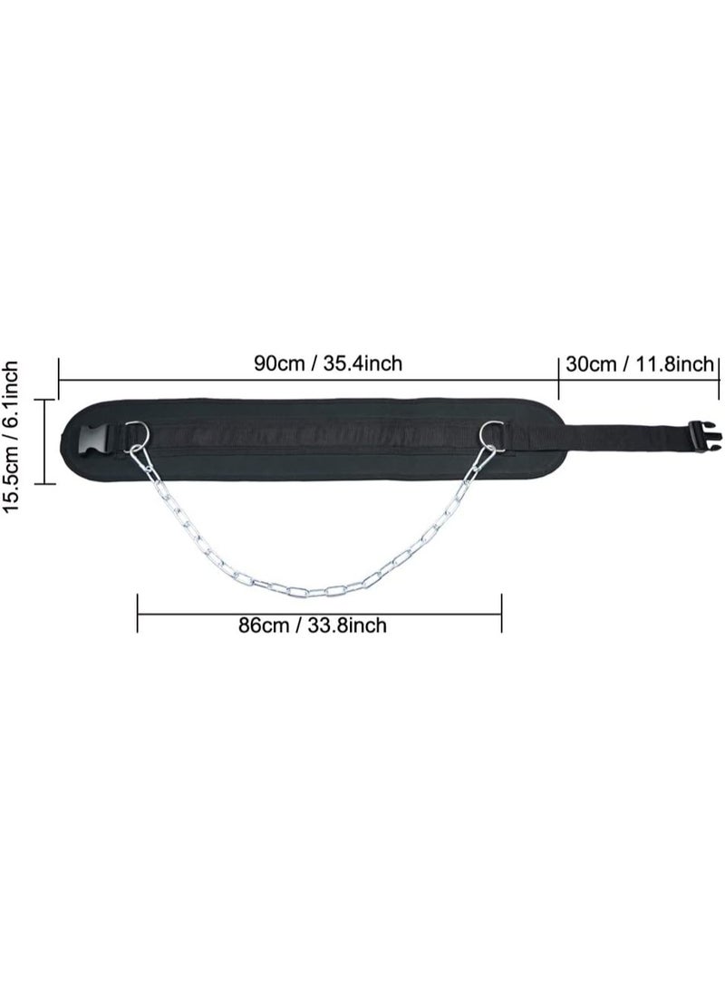 Pull-up Belt Weighted Dip Belt with Chain Double D-ring Weightlifting Back Support Strap Home Gym Equipment Waist Belt - Image 3