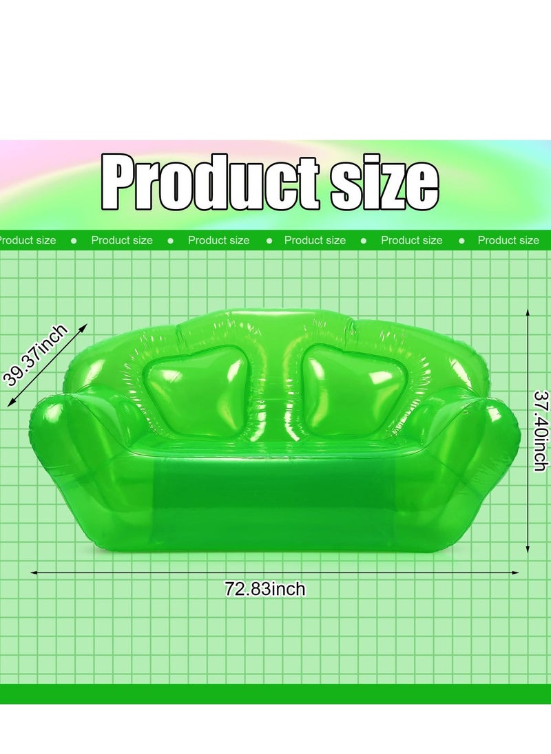 Transparent Clear Inflatable Sofa Seat Double Person Blow up Chair Portable Inflatable Couch Air Couch for Swimming Pool Camping Outdoor Beach Room 100% Waterproof and Holds 550lbs Green - Image 4