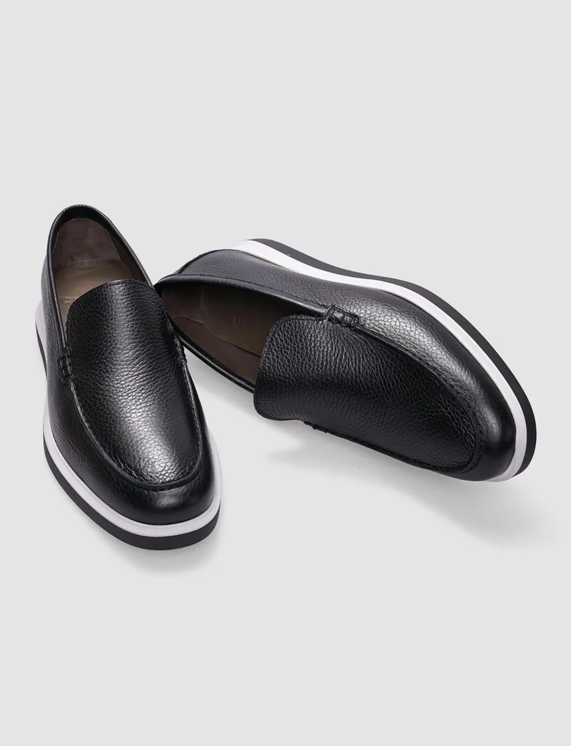 Cabani Genuine Leather Black Men's Casual Shoes