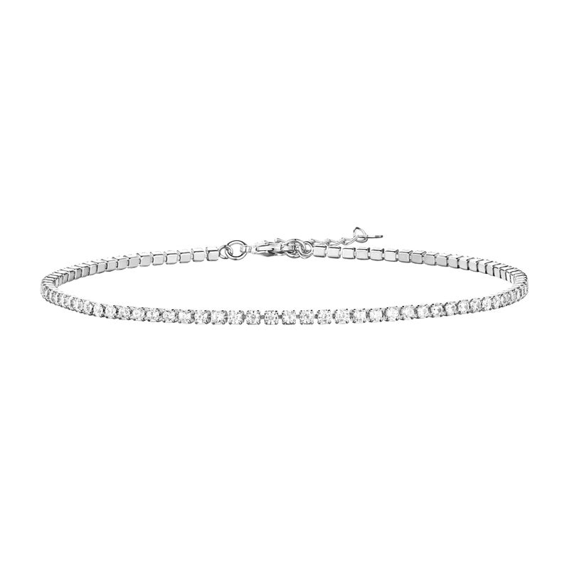 PAVOI 14K Gold Plated Tennis Anklet Bracelet for Women (, white gold plated) - Image 3