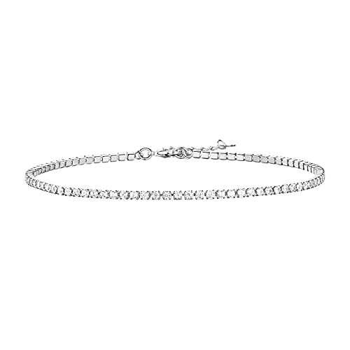 PAVOI 14K Gold Plated Tennis Anklet Bracelet for Women (, white gold plated) - Image 1