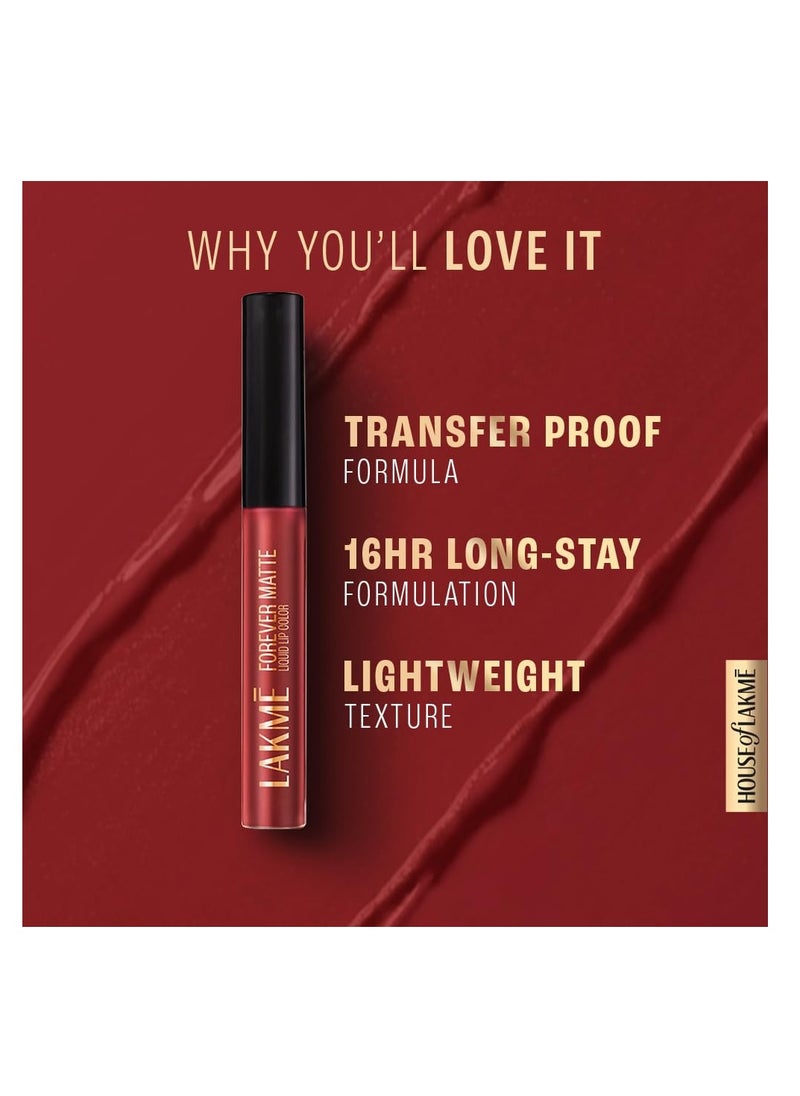 Lakme Forever Matte Liquid Lip Colour Intense Matte Finish All Day Long Smudgeproof and Looks Freshly Applied For Upto 20Hrs Mauve Party 5.6 ml