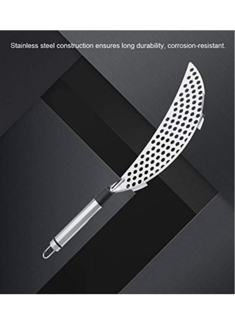 KASTWAVE Stainless Steel Pot Strainer, Kitchen Colander Drainer, All Purpose Food Strainer, Endurance Crescent Pot Strainer, Stainless Steel Fry Drainer(Sliver) - Image 5