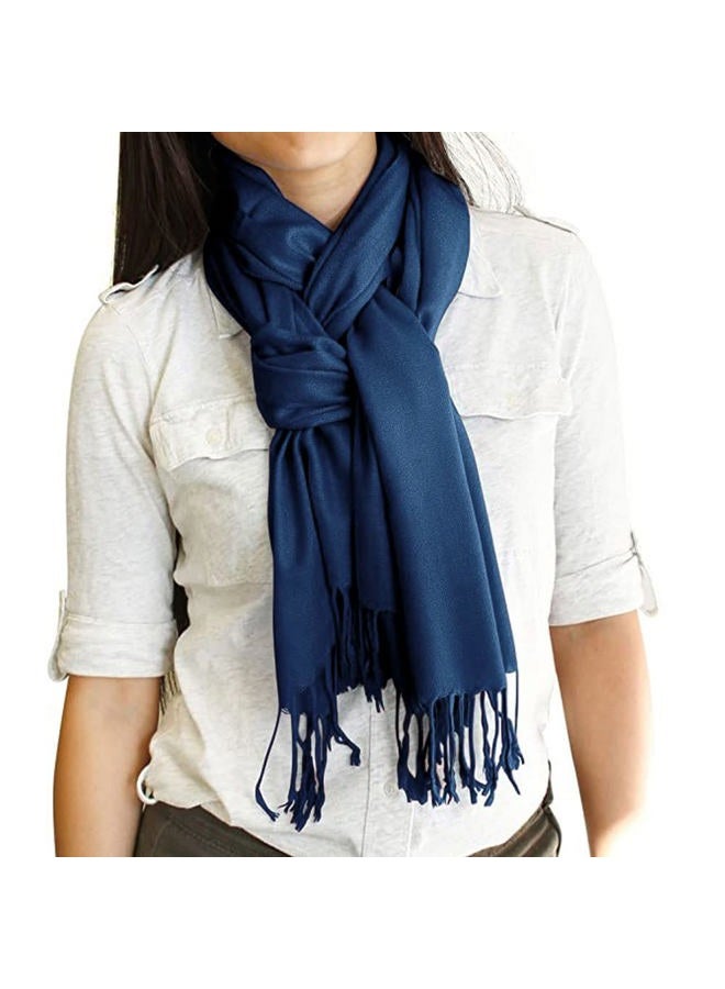 GEARONIC TM Women's Soft Pashmina Scarf Winter Shawl Wrap Scarves Lady Fashion in Solid Colors, Navy, L - Image 5