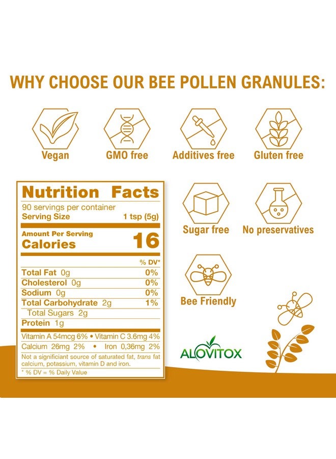 ALOVITOX Bee Pollen Granules | 100% Pure, Natural Raw Bee Pollen | Superfood Packed With Antioxidant, Protein, Vitamin & More | Bee Friendly Nutritional Yeast, Gluten Free | 5 Lbs Bag - Image 4