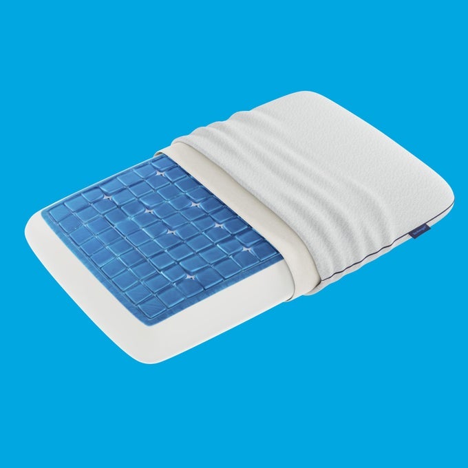 DELUXE COOLING GEL PILLOW NECK SHOULDER PAIN RELIEF ODORLESS MEMORY FOAM COOL SLEEP FOR STOMACH BACK SLEEPERS STANDARD SHAPE WITH WASHABLE COOLING COVER MEDIUM