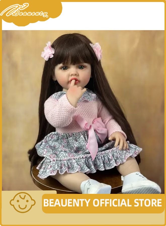 Beauenty Reborn Baby Doll 22 Inch Realistic Newborn Baby Dolls Lifelike Weighted With Soft Silicone Doll Girls With Plush Toy Doll Clothes For Age 3+ - Image 1