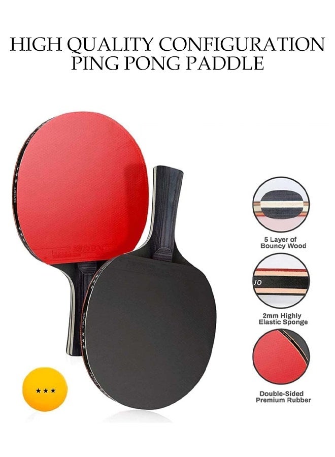 DUNISO Table Tennis Racket Set With Storage Pouch,Includes 2 Ping Pong Paddles and 3 Ping Pong Balls,Ergonomic Rubber  handles,for Indoor & Outdoor - Image 4